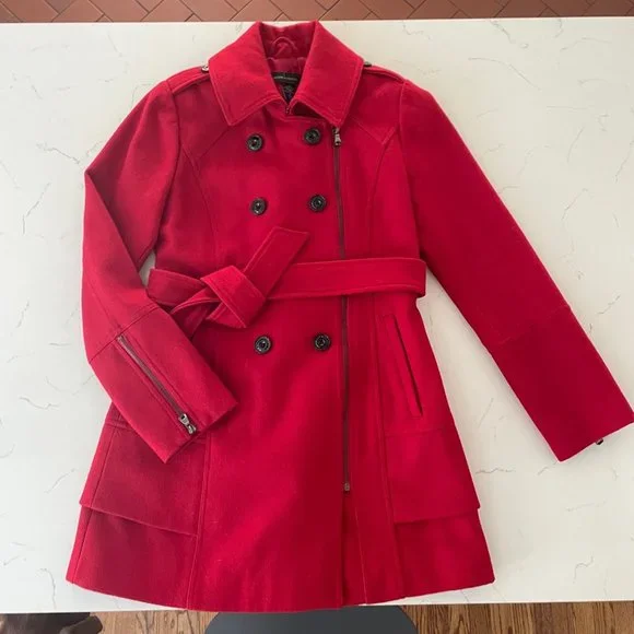 Moda | Jackets & Coats | Wool Red Pea Coat Moda Victoria Secret M 8 |  Poshmark
